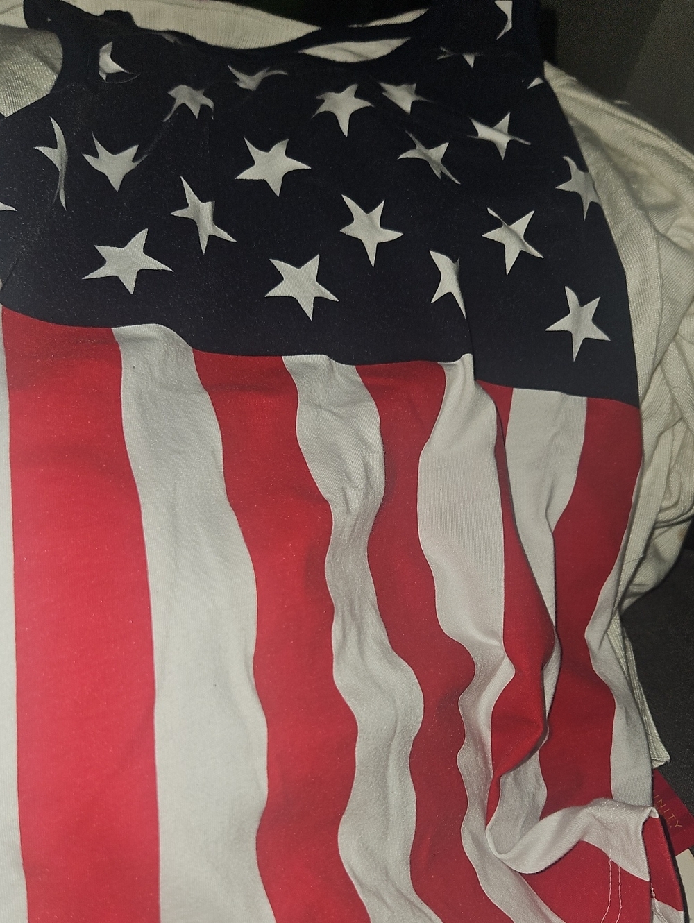 Worn Once Place Sport American Flag Stripe Tank Top - Red White Blue Stars